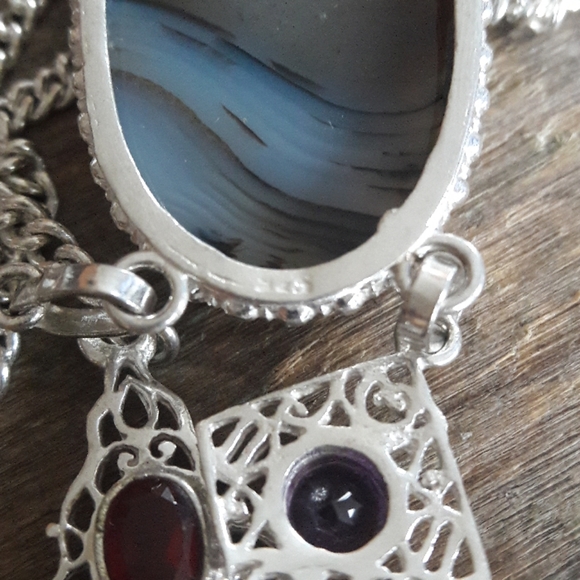 Sterling Silver Agate Necklace - Picture 3 of 8